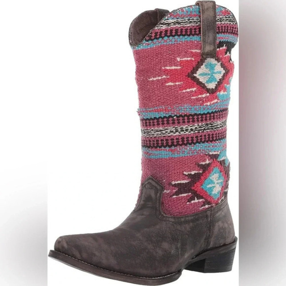 ROPER Sioux Women’s Leather and Tapestry Boots NWOT US 11